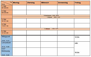 auf dem Foto ist das Stundenraster zu sehen