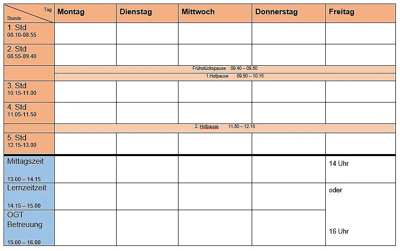 auf dem Foto ist das Stundenraster zu sehen